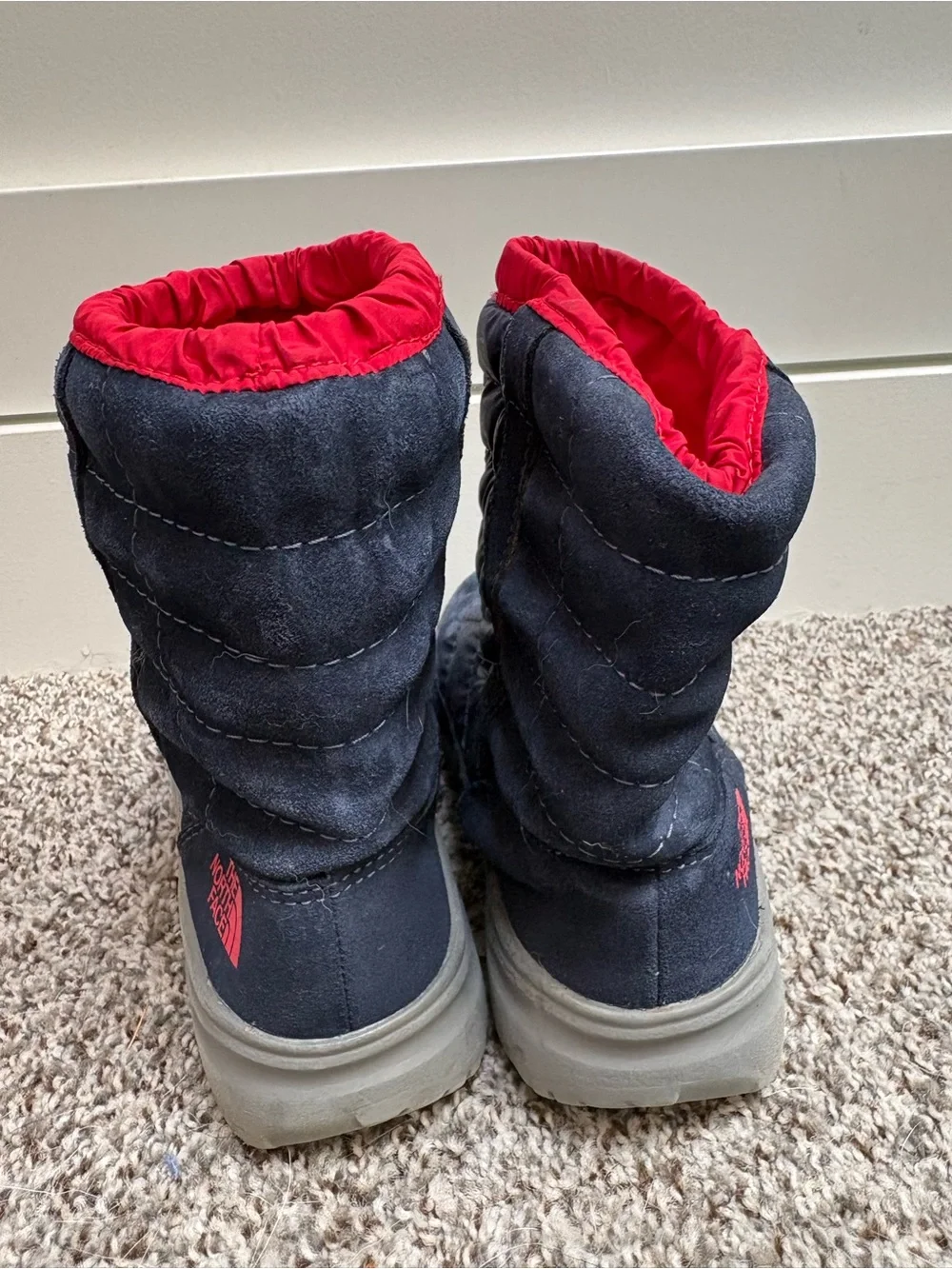 The North Face Navy with Red Lined Quilted Winter Boots